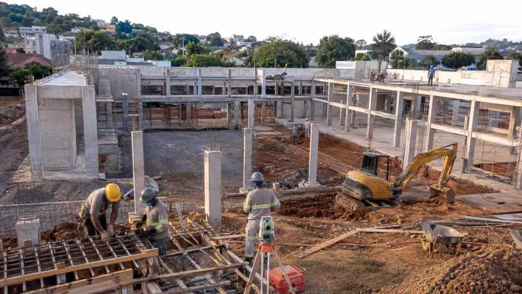 Canteiro de obras de uma escola da PPP Mais Escolas Paraná