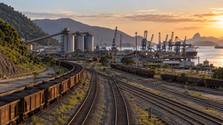 Imagem ilustrativa de ferrovia de cargas para matéria sobre a ferrovia EF-118 entre Rio de Janeiro e Espírito Santo