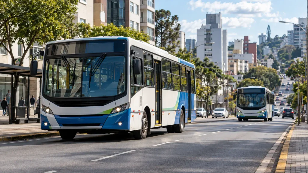 Ônibus do transporte coletivo urbano relacionado à nova Concessão de ônibus em Passo Fundo, homologada por 20 anos