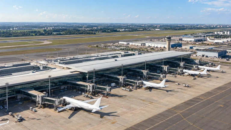 Vista aérea do Aeroporto Internacional de Viracopos, em Campinas, relacionado à repactuação da Concessão e aos investimentos previstos até 2030.