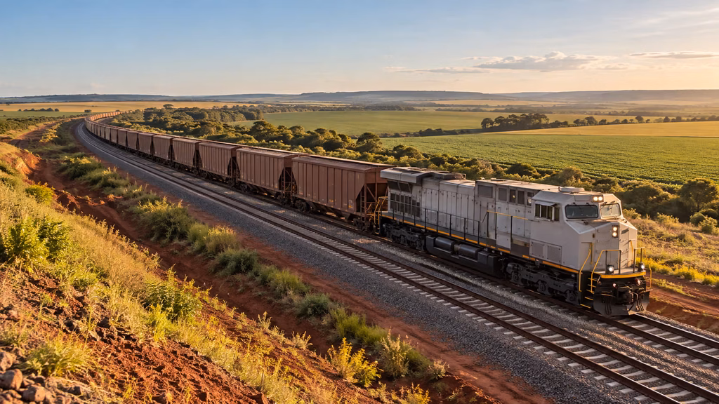 Trilhos ferroviários em corredor de cargas representam as oito Concessões ferroviárias previstas pelo governo para 2027.