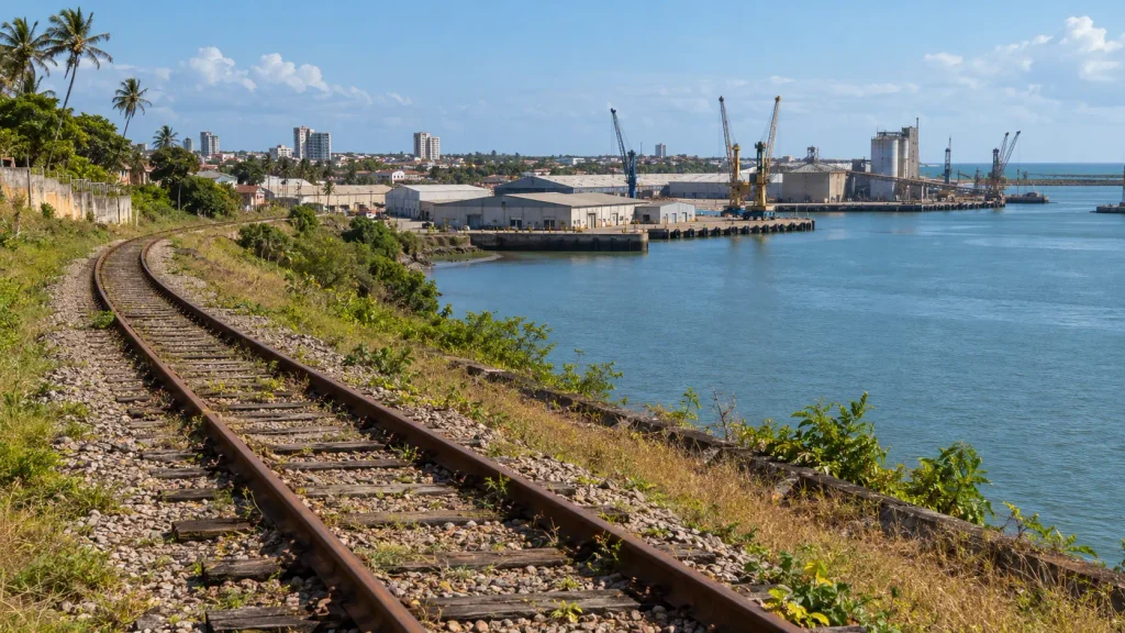 Trecho ferroviário ilustrando o projeto de reativação da ferrovia Cabedelo–Campina Grande para transporte de cargas na Paraíba